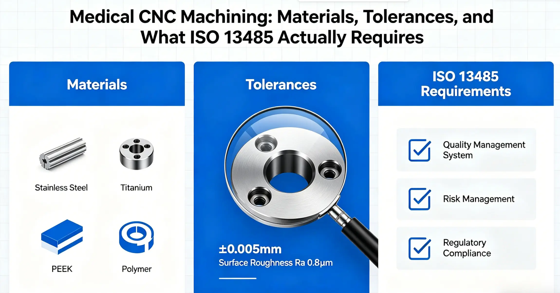  Medical CNC Machining: Materials, Tolerances & ISO 13485
